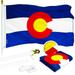 G128 Combo Pack: 5 Ft Tangle Free Aluminum Spinning Flagpole (White) & Colorado CO State Flag 2.5x4 Ft ToughWeave Series Embroidered 300D Polyester | Pole with Flag Included