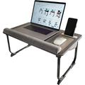 Stand Up Desk Store Folding Lap Desk with Phone Holder (Black Legs/Gray Top 24 Wide)