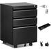 SUXXAN 3 Drawer Locking File Cabinet Metal Rolling File Cabinet with Wheels for Home Office Black