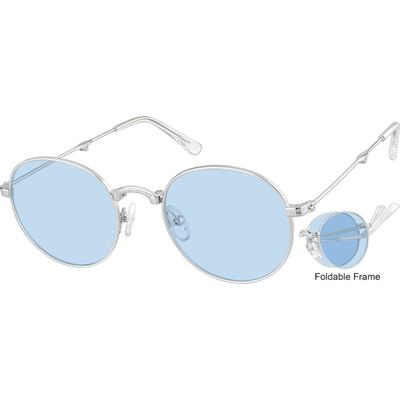 Zenni Round Rx Sunglasses Silver Stainless Steel Full Rim Frame