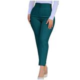 Reduce Price Hfyihgf Women s Cropped Dress Pants with Pockets Business Office Casual Pleated High Waist Slim Fit Pencil Pants for Work Trousers(Dark Blue XL)