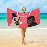 Cartoon Cute Pug Beach Towels Microfiber Quick Dry Sports Towel Sea Surf Poncho Home Decor Travel Camping Women Kids Men Gifts