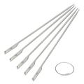 Lixada 5pcs 10 Inch Flat Titanium Barbecue Skewers Outdoor Backyard Picnic BBQ Grilling Kabob Skewers BBQ with Wire Ring