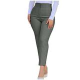 Reduce Price Hfyihgf Women s Cropped Dress Pants with Pockets Business Office Casual Pleated High Waist Slim Fit Pencil Pants for Work Trousers(Dark Gray S)