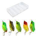 LIXADA 5 Pcs Soft Fishing Lures Kit Bionic Frog Fishing Baits Lifelike Lures Artificial Bait with Hook Fishing Tackle 2.2 in 0.4 oz / pc