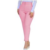 Reduce Price Hfyihgf Women s Cropped Dress Pants with Pockets Business Office Casual Pleated High Waist Slim Fit Pencil Pants for Work Trousers(Pink XL)