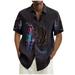 HIMIWAY 2023 Summer Trendy Clearance Mens Shirts Hawaiian Shirt For Men Men s Vintage Button Down Bowling Shirts Short Sleeve Summer Beach Shirt Black XXXXL