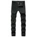 Zodggu Fall Deals Men s New Tight-fitting Ripped Straight Hip-hop Stretch Motorcycle Denim Trouser Full Length Pants 2023 Trendy Cargo Sweatpants Black 14