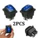 2PCS 6 Pin 3 Position Car Boat On-Off-On Rocker Switch DPDT 16A 250V AC Blue LED