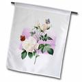 Vintage White Roses with Butterflies 12 x 18 inch Garden Flag fl-164698-1