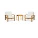 Madras 3 Pc Lounge Chair Set: 2 Lounge Chairs & Side Table With Cushions in Sunbrela Fabric #5404 Canvas Natural