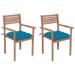 vidaXL 2/4/6/8x Solid Wood Teak Patio Chair with Cushions Seat Multi Colors