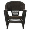 Jeco W00201R-A-2-RCES018 3 Piece Espresso Rocker Wicker Chair Set With Red Cushion