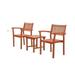 VIFAH Malibu Outdoor Patio 3-Piece Wood Dining Set with Stacking Chair