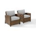 Crosley Furniture 30.50 x 31.75 x 32.50 in. Bradenton Outdoor Wicker Armchair Set - 2 Armchairs Gray & Weathered Brown - 2 Piece