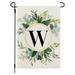 Moocorvic Welcome Decorative Garden Flags with Letter Wreath Double Sided House Yard Patio Outdoor Garden Flags Small Garden Flag Family Last Name Initial Decoration(W)