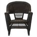 W00201R-A-2-RCES017 3 Piece Espresso Rocker Wicker Chair Set With Black Cushion