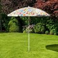 Bayside21 6.5ft Outdoor Beach Umbrella with Sand Anchor and UV50+ Sun Protection Lightweight & Portable Perfect for Beach Camping Sports Pool Gardens and Balcony Wild Meadow Print Design No Tilt