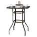 Gzxs Wrought Iron Glass High Bar Table Patio Bar Table Tempered Glass Table Luxurious Retro Brown
