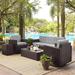 Palm Harbor 5Pc Outdoor Wicker Sofa Set Gray/Brown - Sofa Side Table Coffee Table & 2 Swivel Chairs