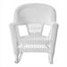Jeco W00206R-B-2-RCES006 3 Piece White Rocker Wicker Chair Set With Tan Cushion