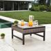 Bilot Patio Coffee Table Metal Table with Wicker and Wood Grain Top Rattan Outdoor Furniture for Bistro Deck (Square)