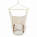 Hammock chair rope swing with soft cushion hammock swing with wooden support rod suitable for indoor and outdoor bedrooms or trees Beige