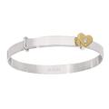 Personalised Sterling Silver Expander Bangle Bracelet for Babies - 925 Solid Silver Gold Heart (Pink Gift Box, Font Type 4)