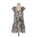 Adelyn Rae Casual Dress: Blue Paint Splatter Print Dresses - Women's Size X-Small