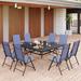 Lark Manor™ Argyri 8 - Person 60" Square Outdoor Dining Set w/ Reclining Chair Metal in Blue | 60 W in | Wayfair 52CC898D72B0442F9D103B402821A92F
