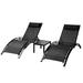 Pirecart 60" Long Reclining Chaise Lounge Set w/ Cushions & Table Metal in Black | 32.2 H x 20 W x 60 D in | Outdoor Furniture | Wayfair