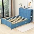 Red Barrel Studio® Hasena Full Size 4 Drawers Wooden Platform Bed Frame w/ Storage Wood in Blue | 50 H x 56 W x 87 D in | Wayfair