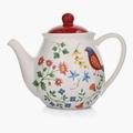 Red Barrel Studio® Nelida 51-OZ Ceramic Folk Art Inspired Teapot Porcelain China/Ceramic in Green/Red/White | Wayfair