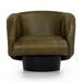 Barrel Chair - Orren Ellis 33.5" Wide Full Grain Leather Swivel Barrel Chair in Black/Brown/Green | 29.75 H x 33.5 W x 29.5 D in | Wayfair