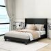 Ebern Designs Persley Upholstered Bed Metal/Linen in Black | 43.46 H x 55.59 W x 76.97 D in | Wayfair 6B11DC8926704B299DE56E9830EE3355