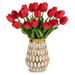 Primrue Lehman Tulip Floral Arrangement or Centerpiece in Vase Natural Fibers in White | 12 H x 9 W x 9 D in | Wayfair
