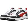 Sneaker PUMA "REBOUND V6 LOW", Gr. 45, weiß (puma weiß, for all time rot, puma schwarz), Synthetik, unifarben, sportlich, Schuhe