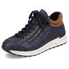 Sneaker RIEKER, Damen, Gr. 38, blau (blau, braun), Synthetik, sportlich, Schuhe, mit weichem Schaftrand, Freizeitschuh, Halbschuh, Schnürschuh