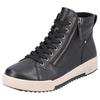 Schnürboots RIEKER SPORT, Damen, Gr. 38, schwarz, Leder, sportlich, Schuhe, Stiefelette, High Top Sneaker, Freizeitboots mit Reißverschluss