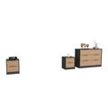 Kilgore 3 Bedroom Set, Nightstand + Nightstand + Drawer Dresser, Black / Pine - FM Furniture CBED81