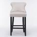 Set of 2 Contemporary Velvet Upholstered Wing-Back Barstools with Button Tufted Decoration and Wooden Legs