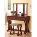 Bedroom Vanity Set with Stool Foldable Mirror Drawers