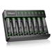 HiQuick (8 Pack) Rechargeable AAA Batteries 1.2V Ni-MH 1100Mah with 8 Bay LCD Smart Battery Charger for AA/AAA Ni-MH/NiCD Rechargeable Batteries