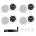 Rockville 4-Room Home Audio Receiver Amp+(8) 6.5 Ceiling Speakers+Wall Controls