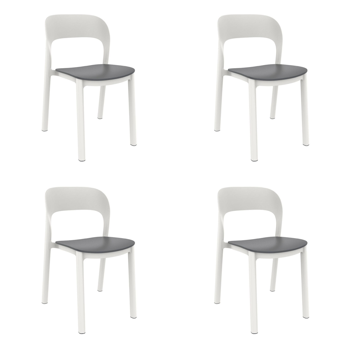 Resol garbar ONA Stuhl Indoor, Outdoor Set 4 Weiß - Dunkelgrau Image