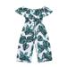 ZMHEGW Toddler Kids Girls Off Shoulder Ruffles Leaf Print Romper Jumpsuit Clothes for 18M-6T