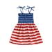 Baby Girls Independence Day Slip Dress American Flag Print Slip Dress Sleeveless Ruffle A-Line Princess Summer Dress