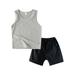 Rovga Summer Toddler Boys Outfits Sleeveless Solid Color Suit Vest Suit New Two Piece Set