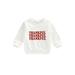 IZhansean Infant Baby Boy Girl Thanksgiving Clothes Funny Letter Print Sweatshirt Tops Fall Winter Pullover Sweater White 6-9 Months
