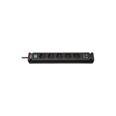 Brennenstuhl Steckdosenleiste Bremounta 5-fach + 2x USB schwarz 3m mit Schalter